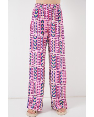 بنطلون نسائي من الفسكوز بنقوش 6749 