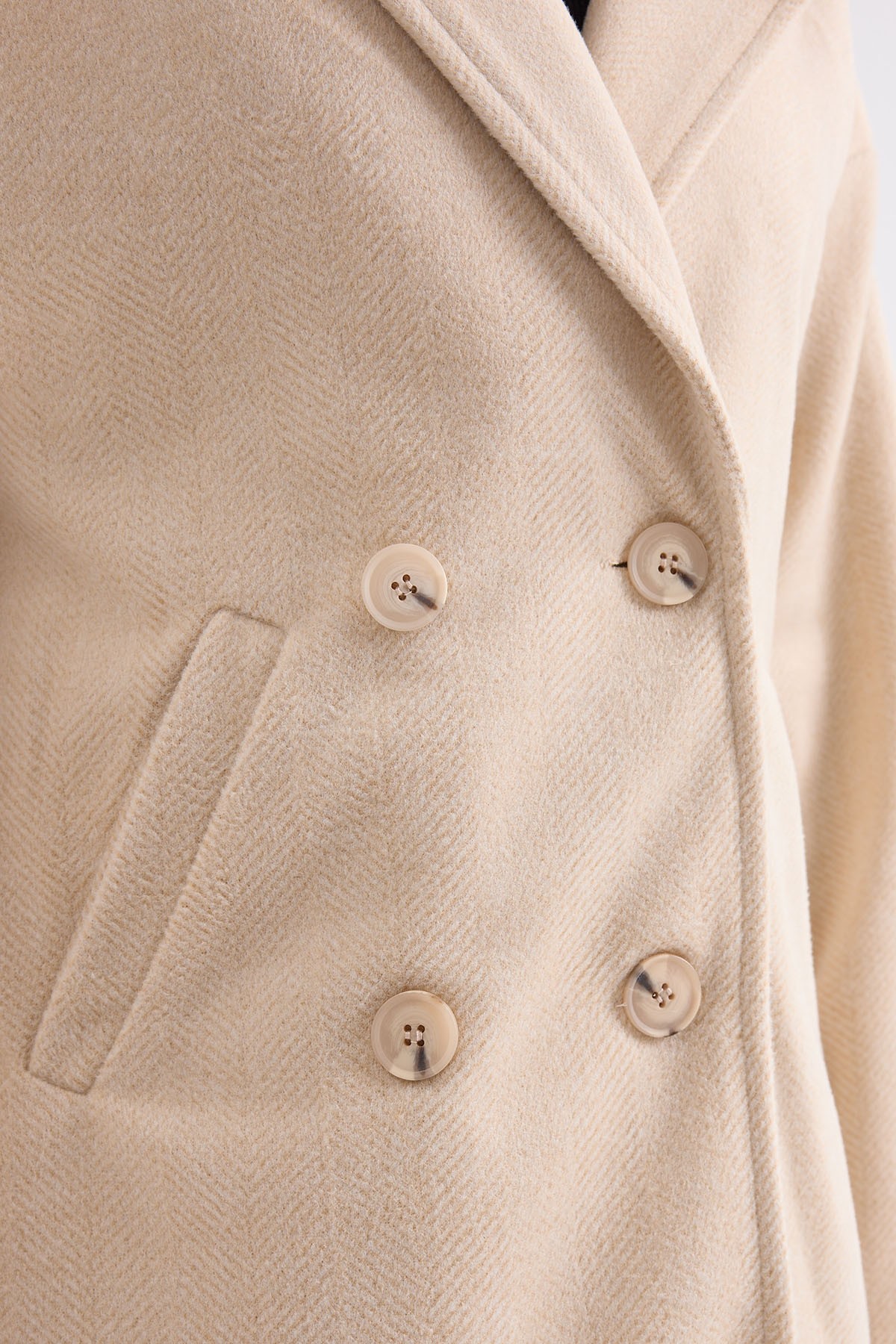 Cream Oversize Wide Cut Wool Long Cashmere Coat 9113