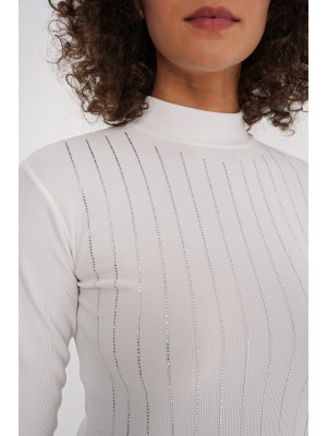 922 Taşlı Body - Beyaz