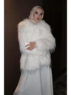 Peluş Uzun Kürk Ekru
