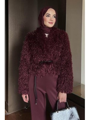 Bohem Kıvırcık Kürk Bordo