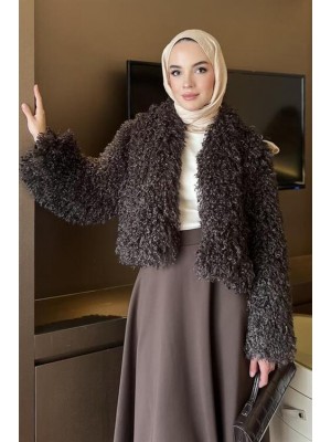 Bohem Kıvırcık Kürk Kahverengi