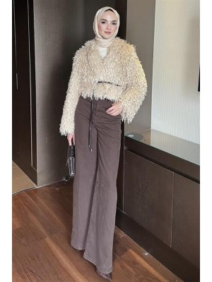 Bohem Kıvırcık Kürk Krem