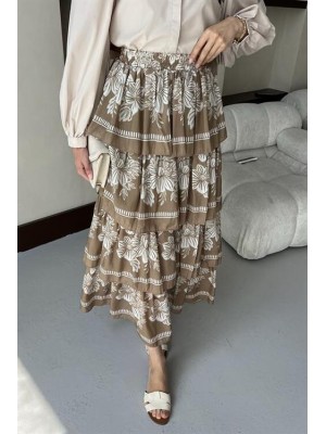 Desenli Kat Kat Vual Etek Yağ Yeşili