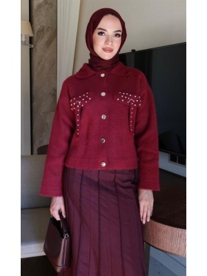 Çıma Detaylı Cupra Etek Bordo