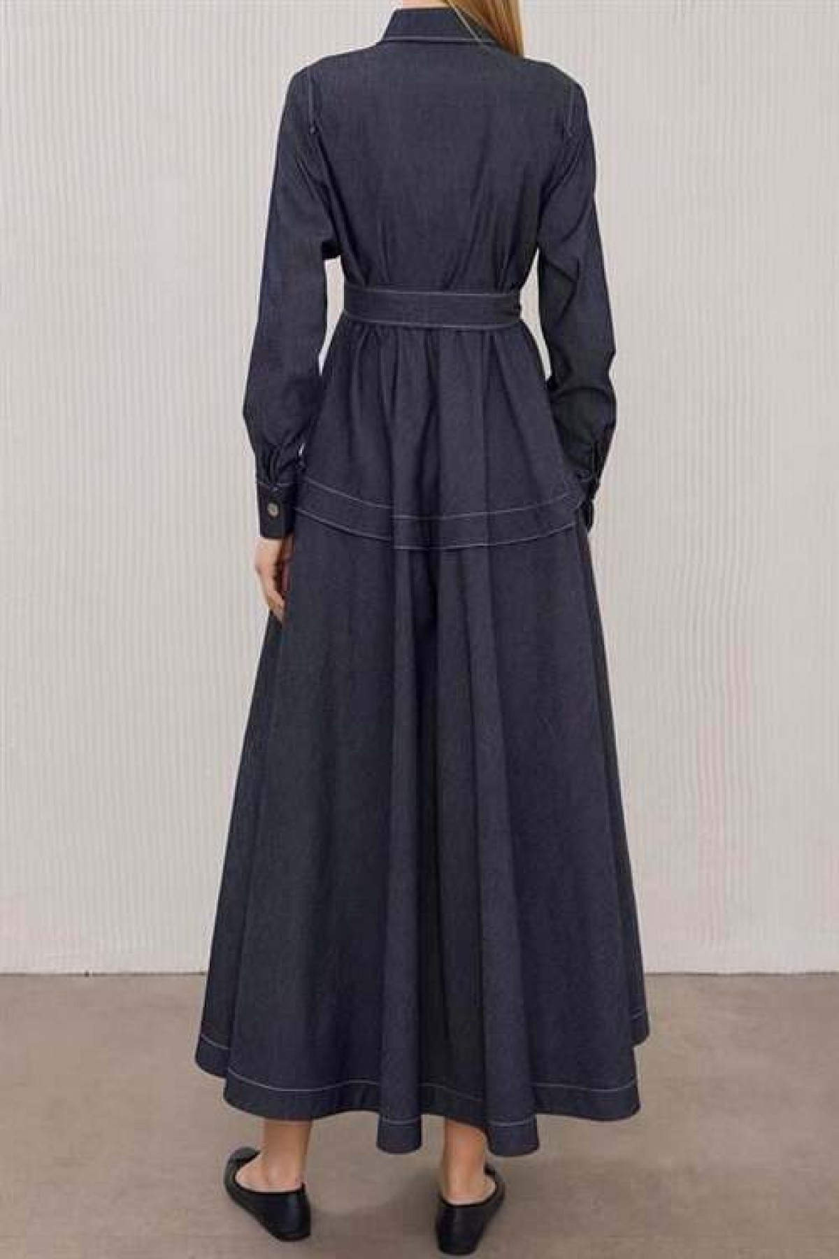 Denim Dress with Plaid detay görseli