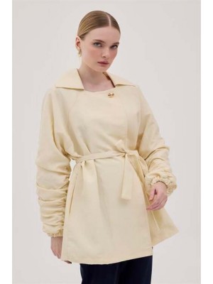 Kol ve Sırt Büzgülü Ceket İnci