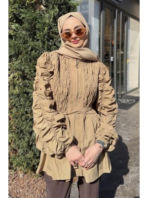 Nia Büzgülü Ceket Vizon