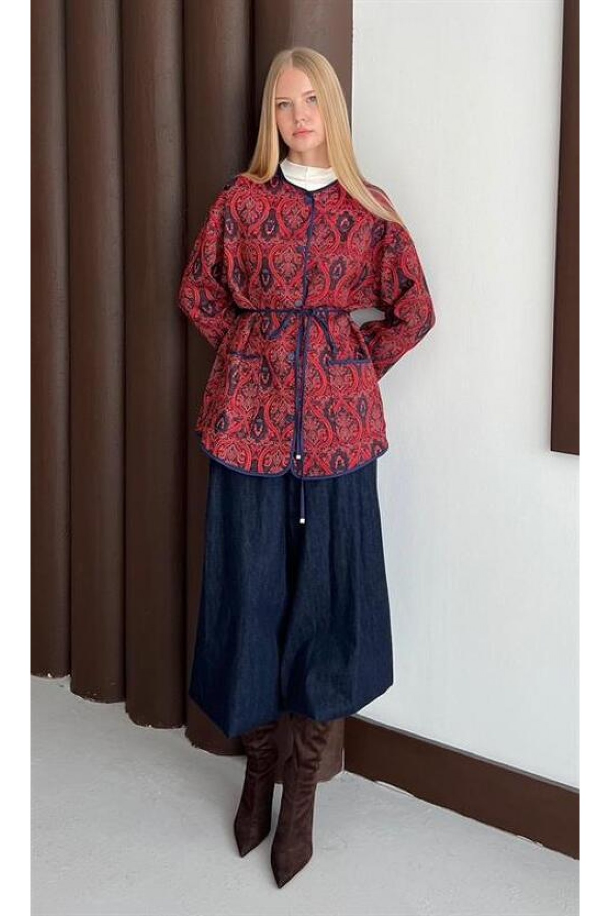Ethnic Patterned Jacquard Jacket