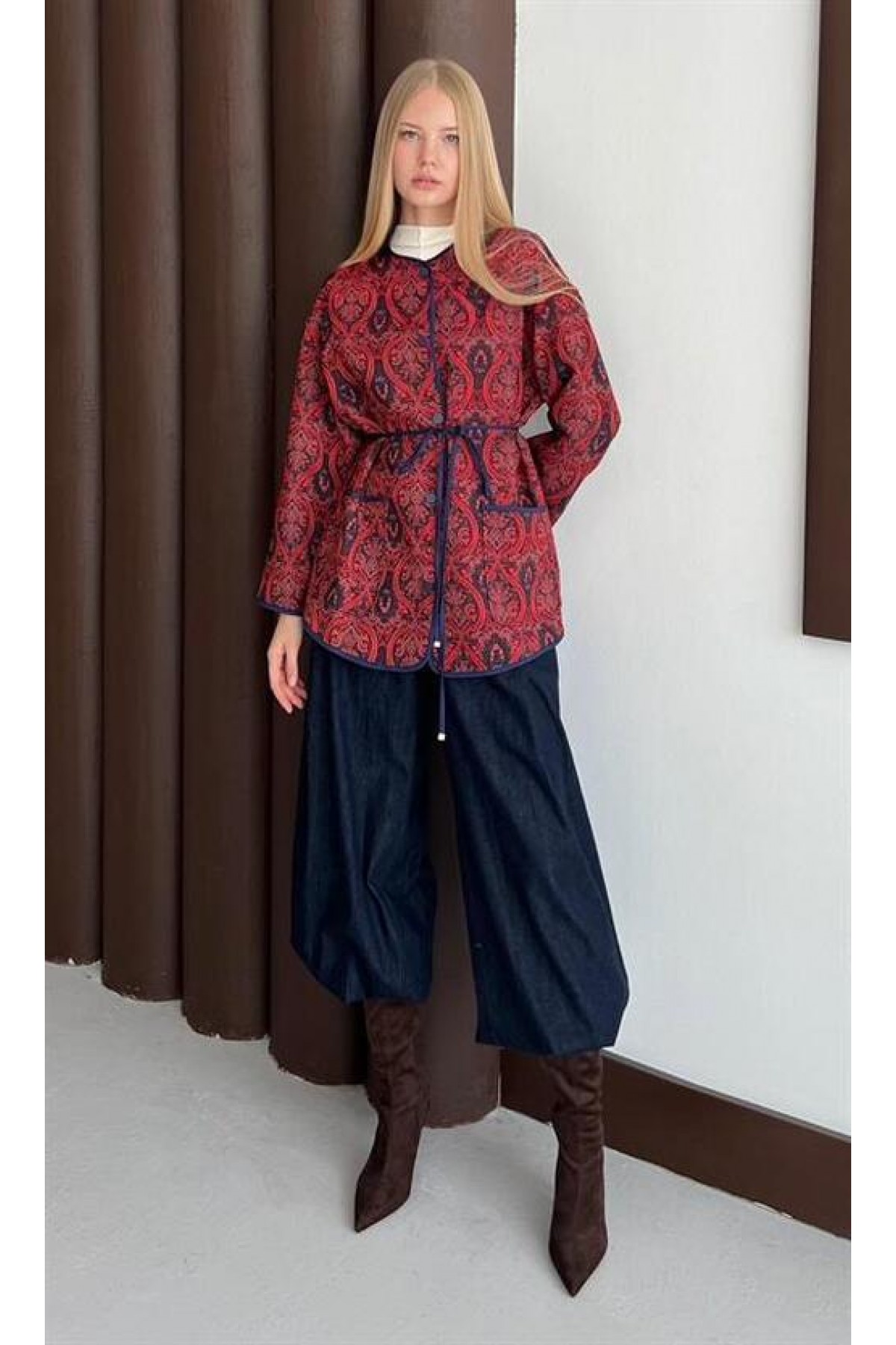 Ethnic Patterned Jacquard Jacket detay görseli