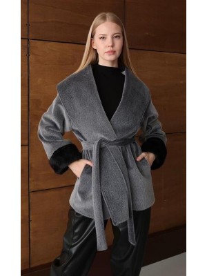 Otrişli Kürk Mont Gri