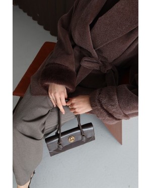 Otrişli Kürk Mont Tozlu Kahve