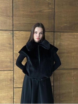 Kısa Kürk Yelek Siyah