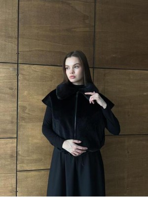 Kısa Kürk Yelek Siyah