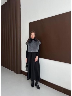 Kısa Kürk Yelek Gri