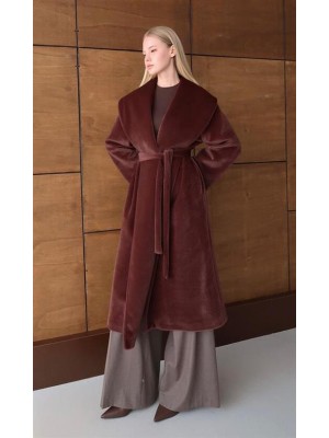 Tay Tüyü Maxi Kaban Kahve