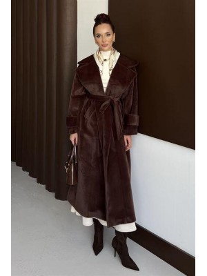 Maxi Kürk Kaban Kahverengi