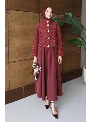 Tedy Gold Düğmeli Ceket Bordo