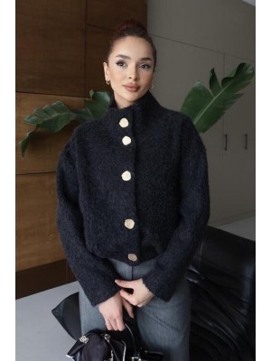 Tedy Gold Düğmeli Ceket Siyah