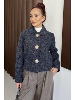 Tedy Çiçek Düğmeli Ceket Lacivert