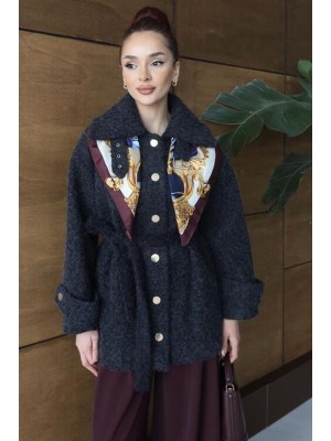 Kemerli Yakalı Kaban Antrasit