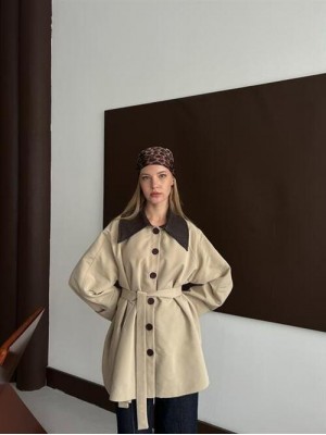 Vintage Yaka Trenç Bej