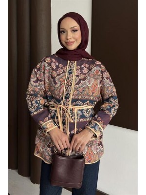 Etnik Desen Biyeli Ceket