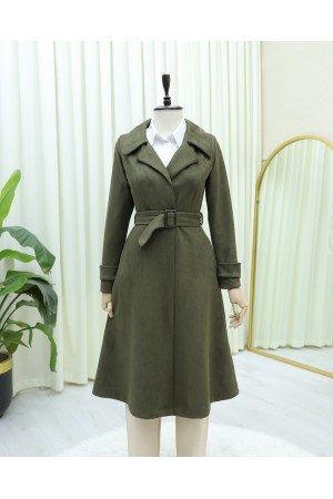 Beli Kemerli Cepli Süet Kap -Haki