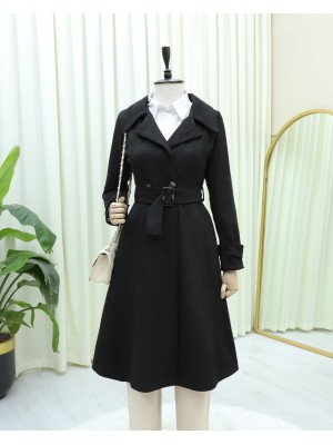 Beli Kemerli Cepli Süet Kap -Siyah