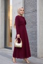 Glittery Brooch Dress with Jacket Detail -Maroon