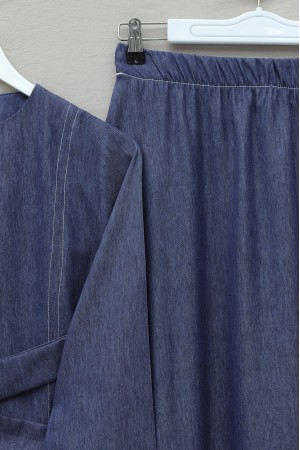 Yuvarlak Yaka Beli Çapraz Bağcıklı Etekli Tensel Takım -Laci