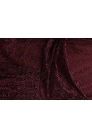 فستان دانتيل بأكمام مكشكشة، وجزء أمامي منسدل، وبطانة -بوردو