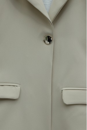 Crepe Suit with Double-Breasted Collar and Pocket Details - Beige