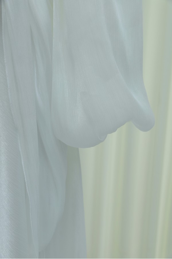 Janjan Fabric Dress with Cross Front Tie Detail    -White