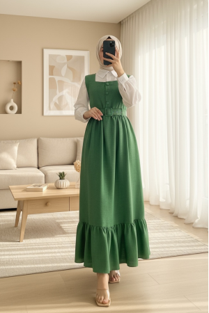 Top Düğmeli Gömlekli İkili Takım Jile -Yeşil