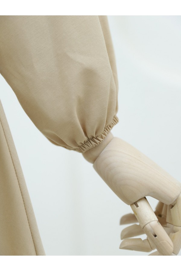 Half Buttoned Tie Waist Dress -Light Mink
