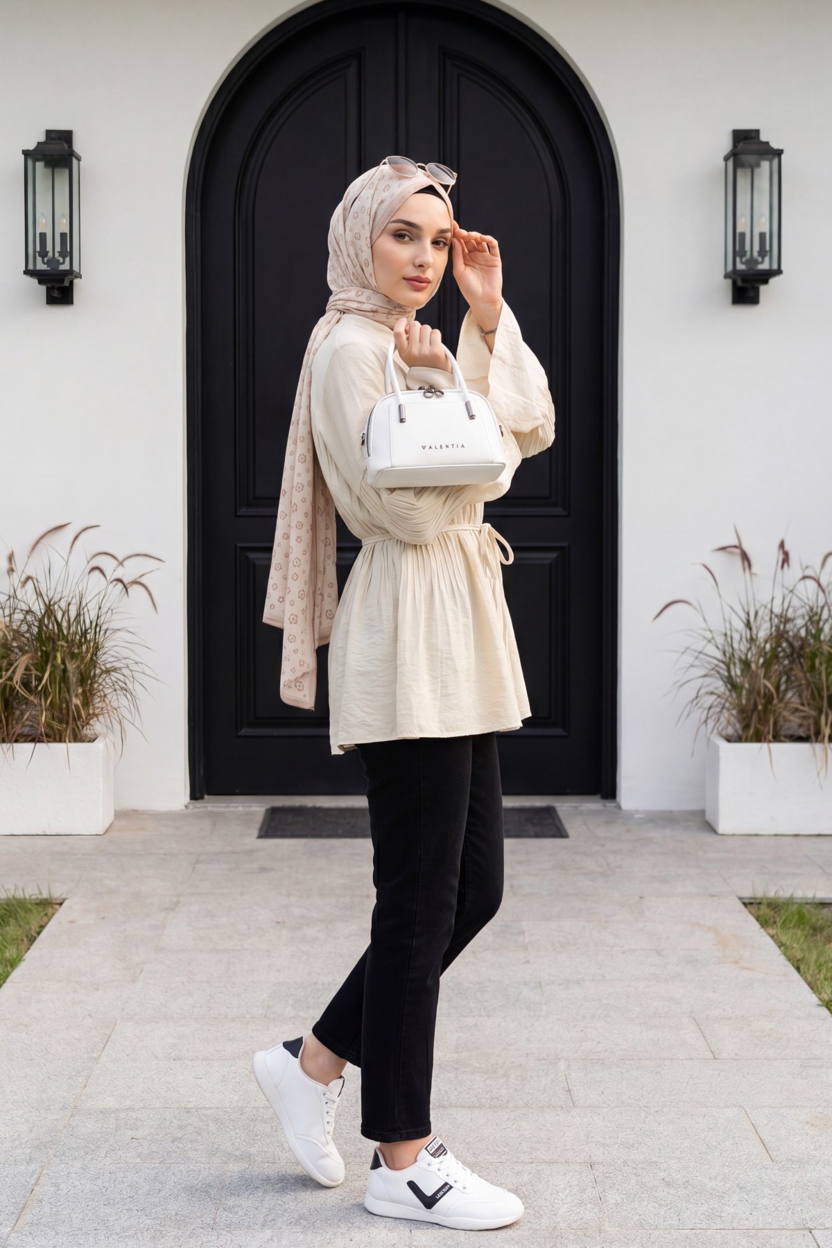 Kemerli Kot Pantolon -Siyah