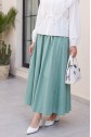 Double Pocket Poplin Flared Skirt with Elastic Waist -Cagla Green