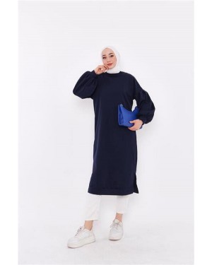 سويت شيرت هيرا الأساسي سادة بأكمام بالون متوسطة الطول