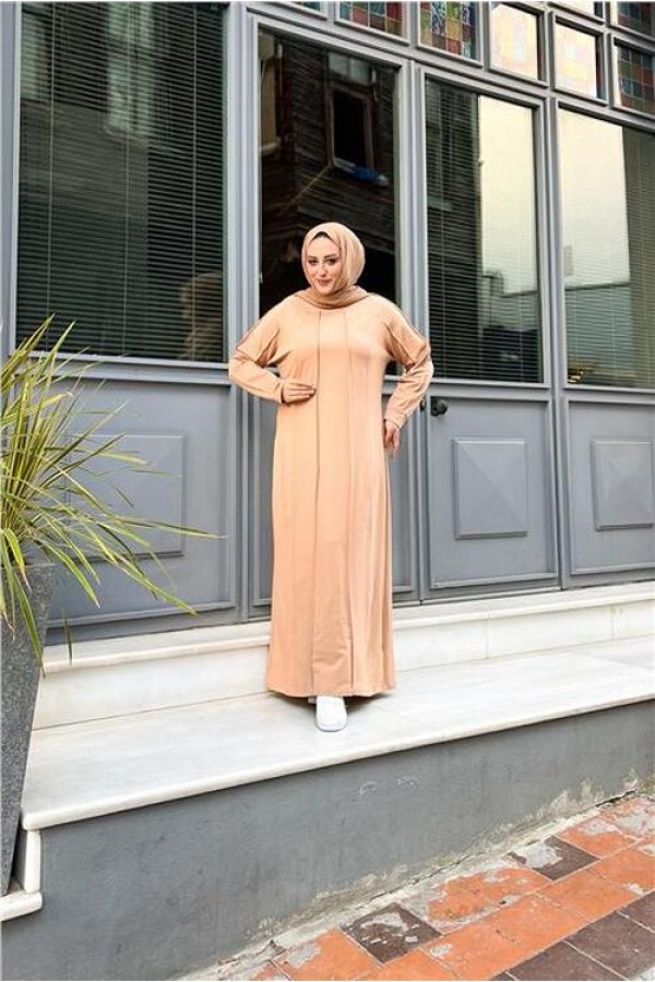 İkili Uzun Nevrül Detaylı Sade Basic Uzun Büyük Beden Spor Elbise 