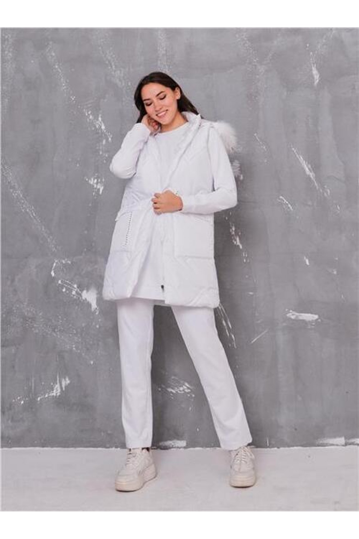 Sarah Hooded Puffy Vest and Sport Three-Piece Set