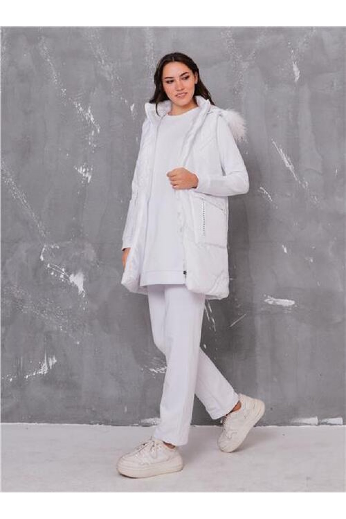 Sarah Hooded Puffy Vest and Sport Three-Piece Set