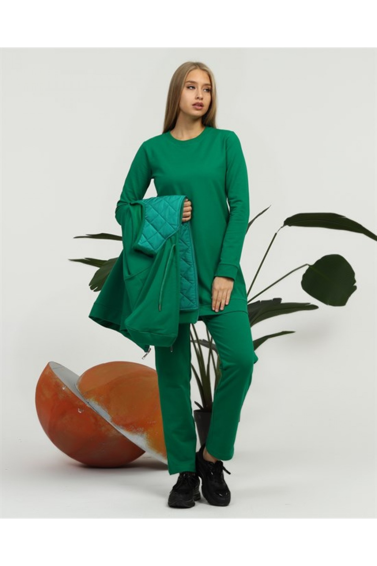 Minimalist Quilted Vest and Sport Three-Piece Set