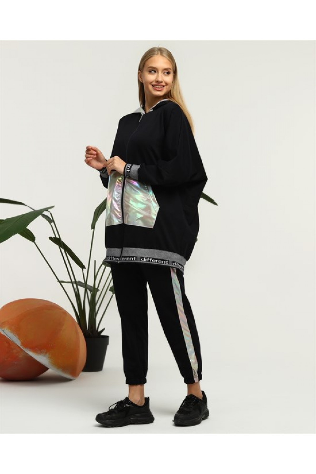 Nursima Knitwear Detailed Zippered Sport Two-Piece Set