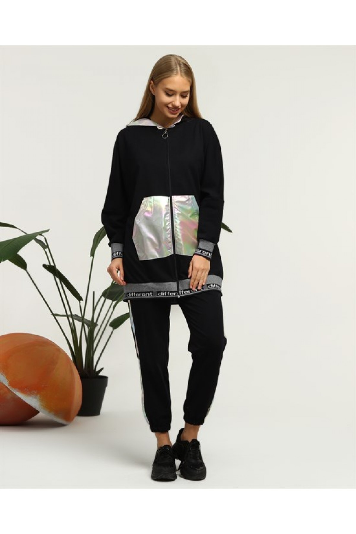 Nursima Knitwear Detailed Zippered Sport Two-Piece Set