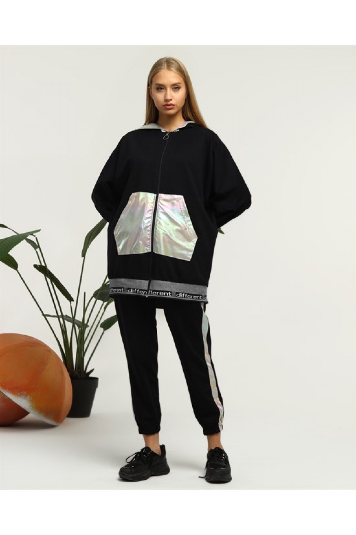 Nursima Knitwear Detailed Zippered Sport Two-Piece Set