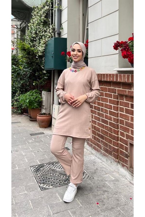 Candy Kolye Detaylı Tunik Pantolon İkili Takım 