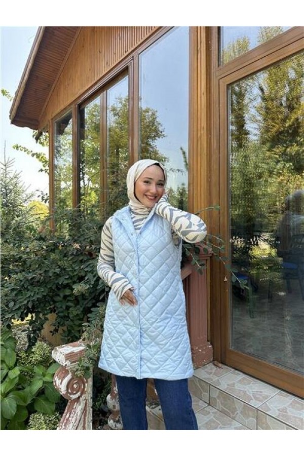 Despina Kapitone Fermuarlı Çıtçıtlı Kolsuz Yelek 
