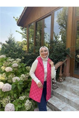 صدرية ديسباينا مبطنة بدون أكمام مع سحاب وأزرار كبس