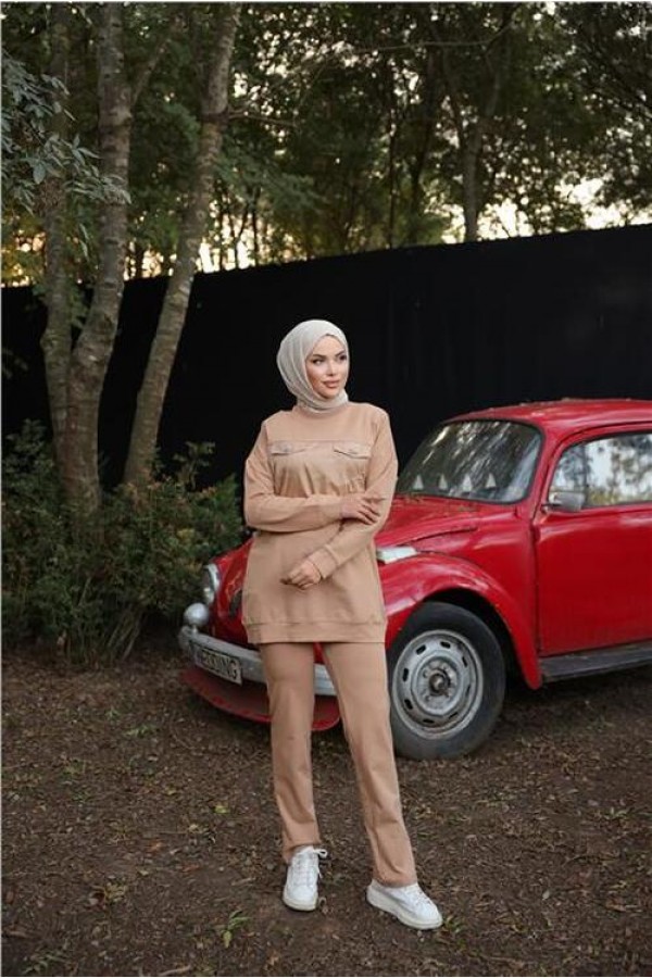 Dafne Cepli Eşofman Beli Lastikli Pantolon İkili Takım 